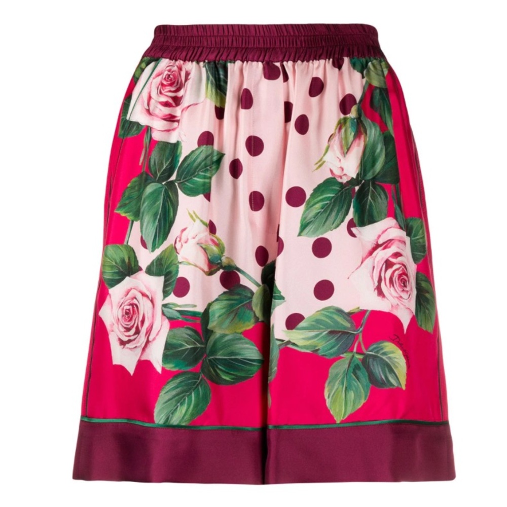 DOLCE & GABBANA Rose-print Shorts In Pink